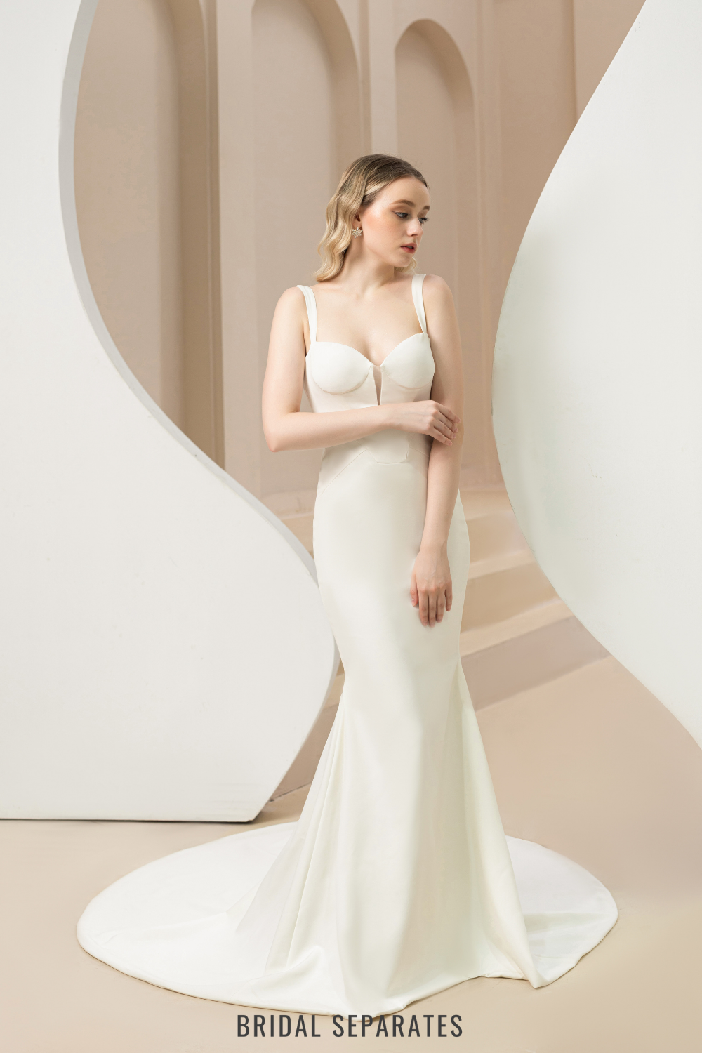 Plunging Neckline Mermaid Wedding Dress / "Ellis"