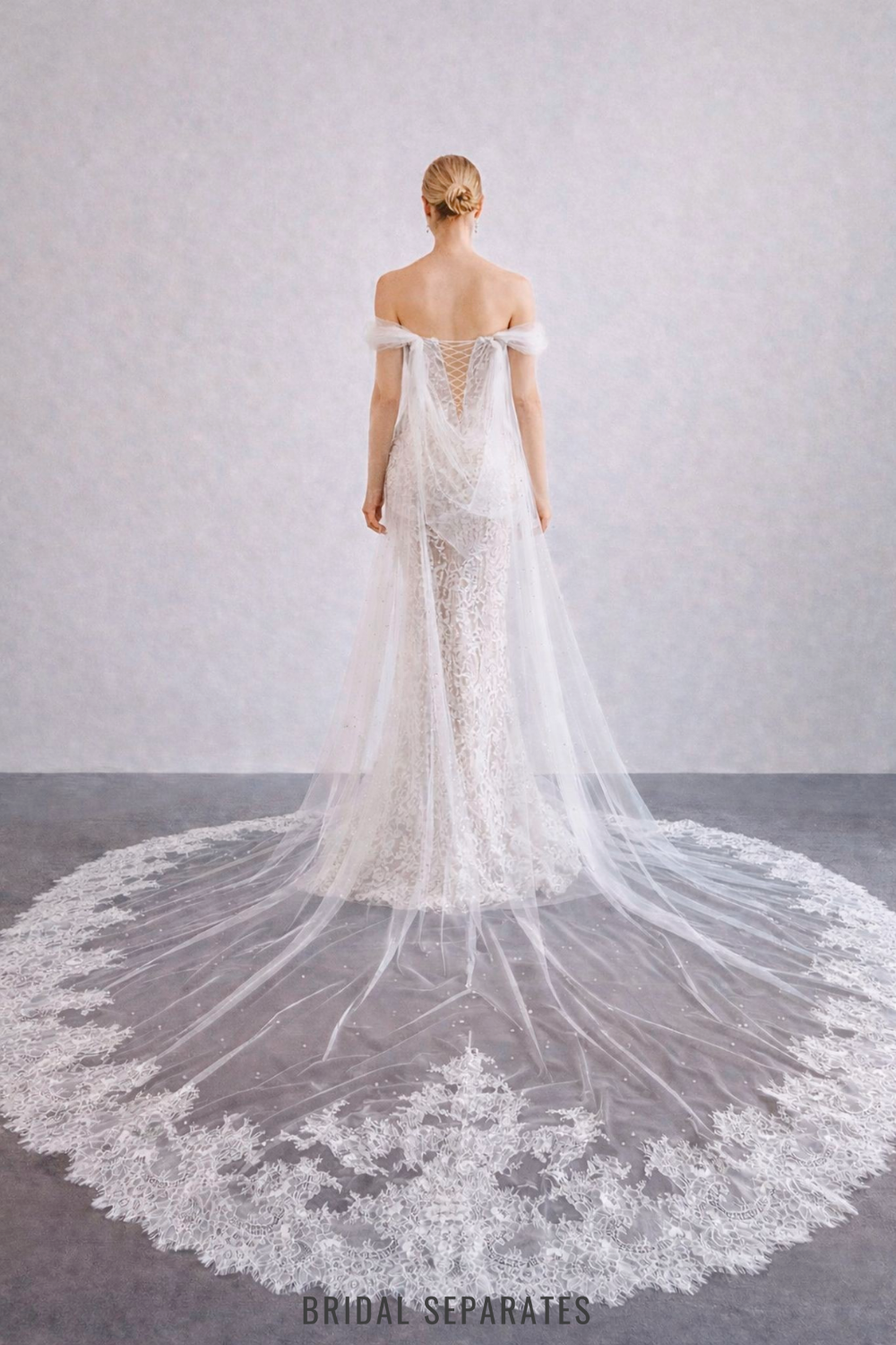 Cathedral Cape Veil with Couture Lace / "Victoire"
