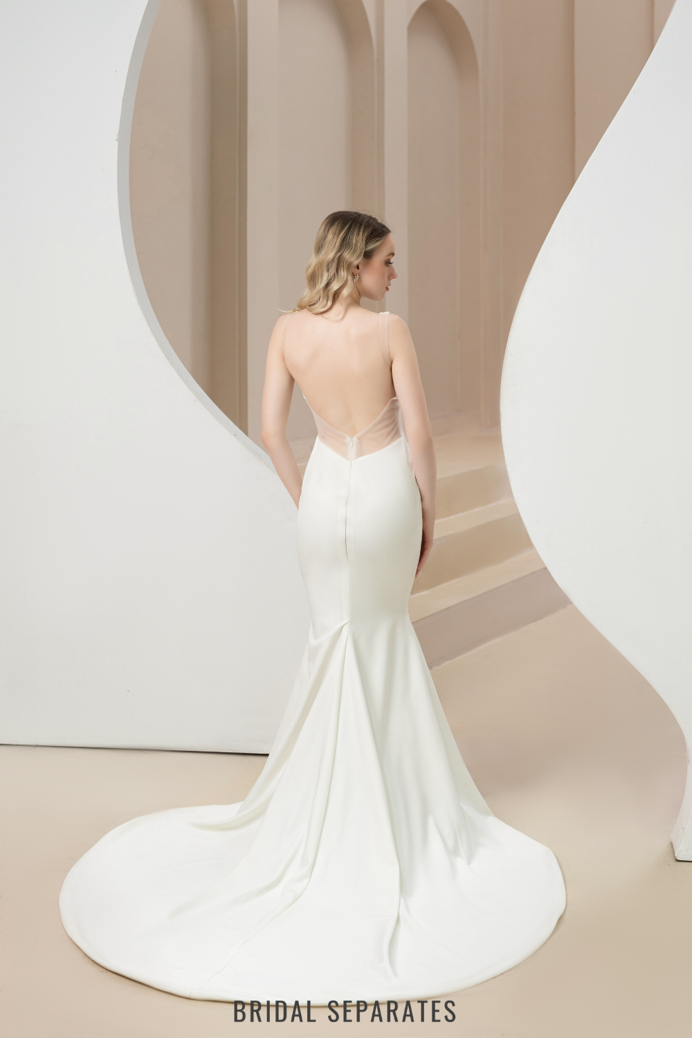 Plunging Neckline Mermaid Wedding Dress / "Ellis"