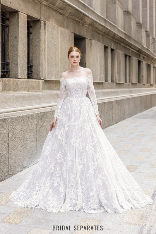 Ball Grown Wedding Dress with French Lace / "Amy"