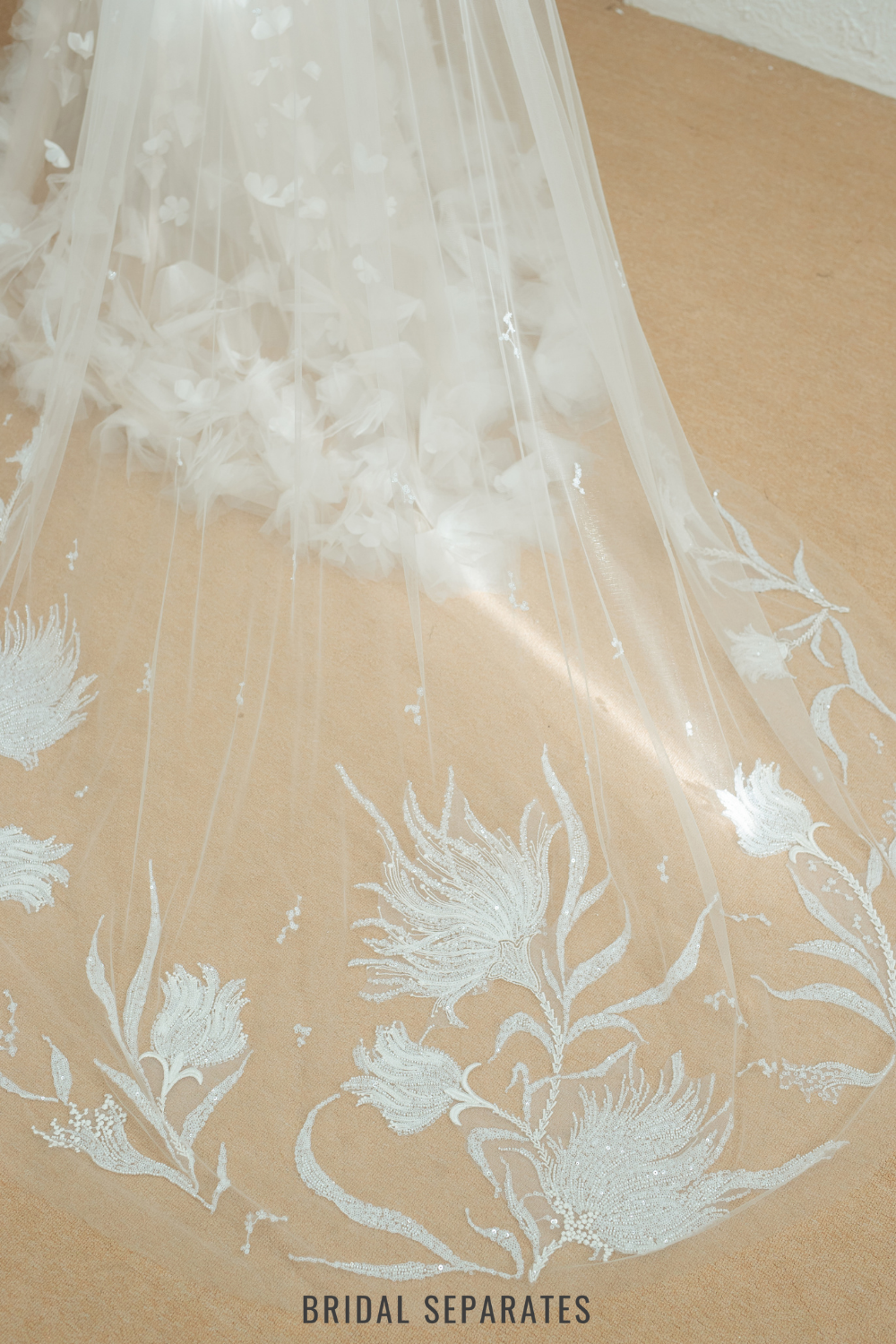 Two Layer Cathedral Floral Lace Veil / "Bernadina"