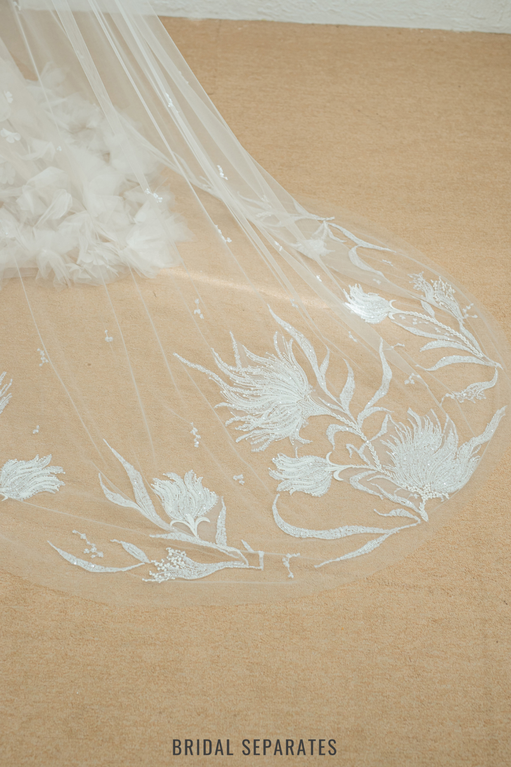 Two Layer Cathedral Floral Lace Veil / "Bernadina"