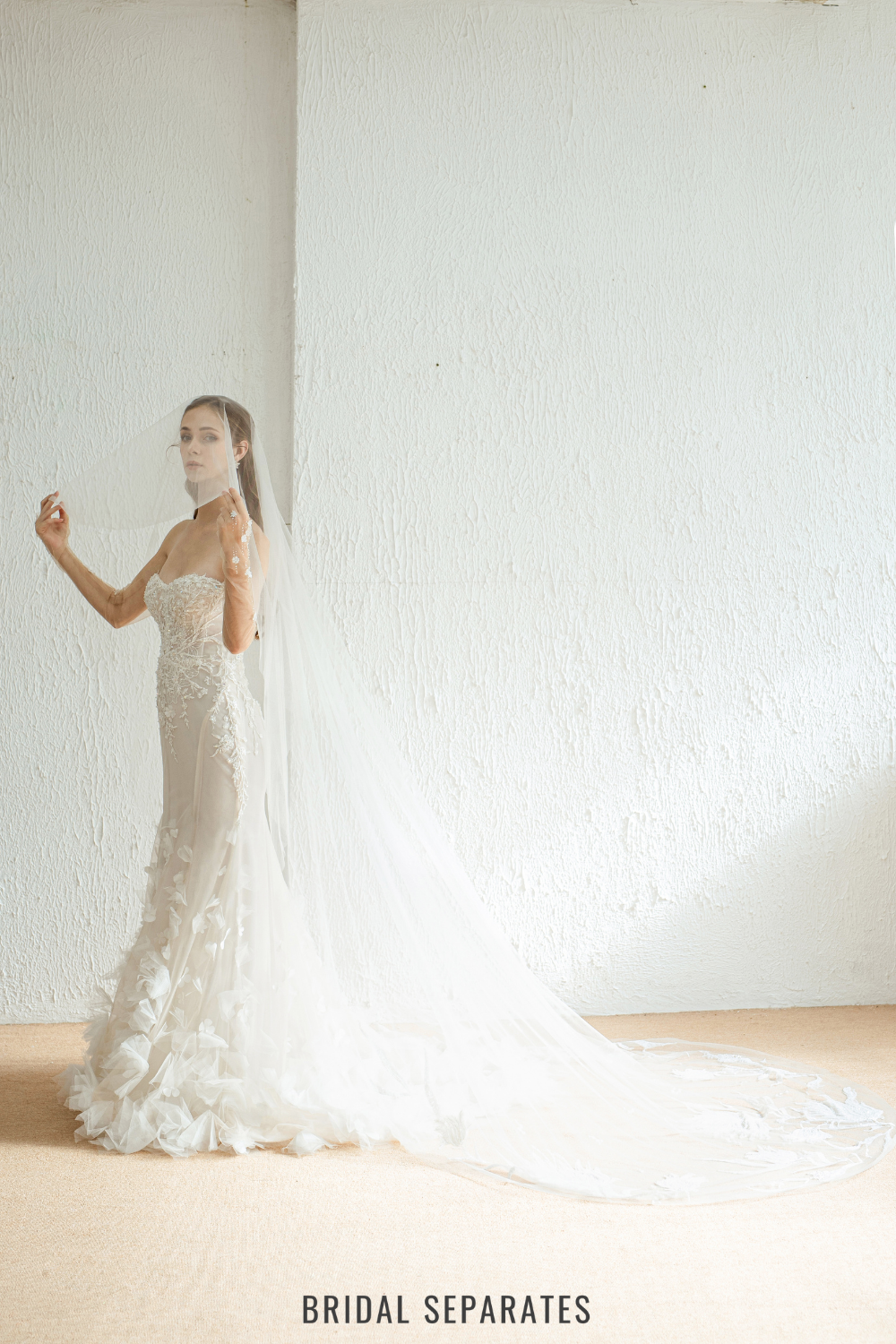 Two Layer Cathedral Floral Lace Veil / "Bernadina"