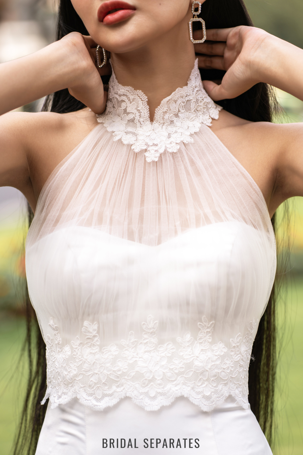 High Neck Lace Short Bridal Cape / "Marina"