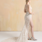 High Slit Wedding Dress with Detachable Sleeves / "Martina"