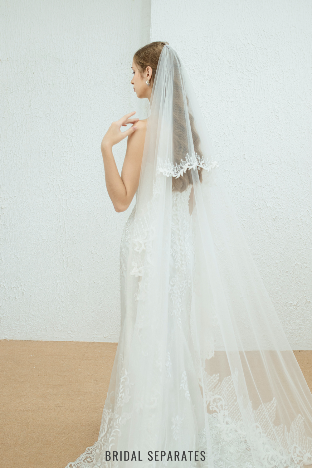 Two Layers Sequin Lace Bridal Veil / "Julie"