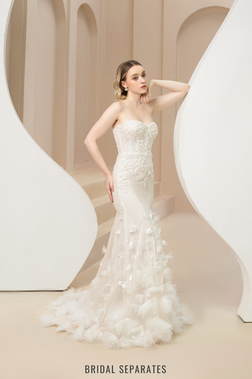 Mermaid Wedding Dress with Ruffle Bottom / "Emily"