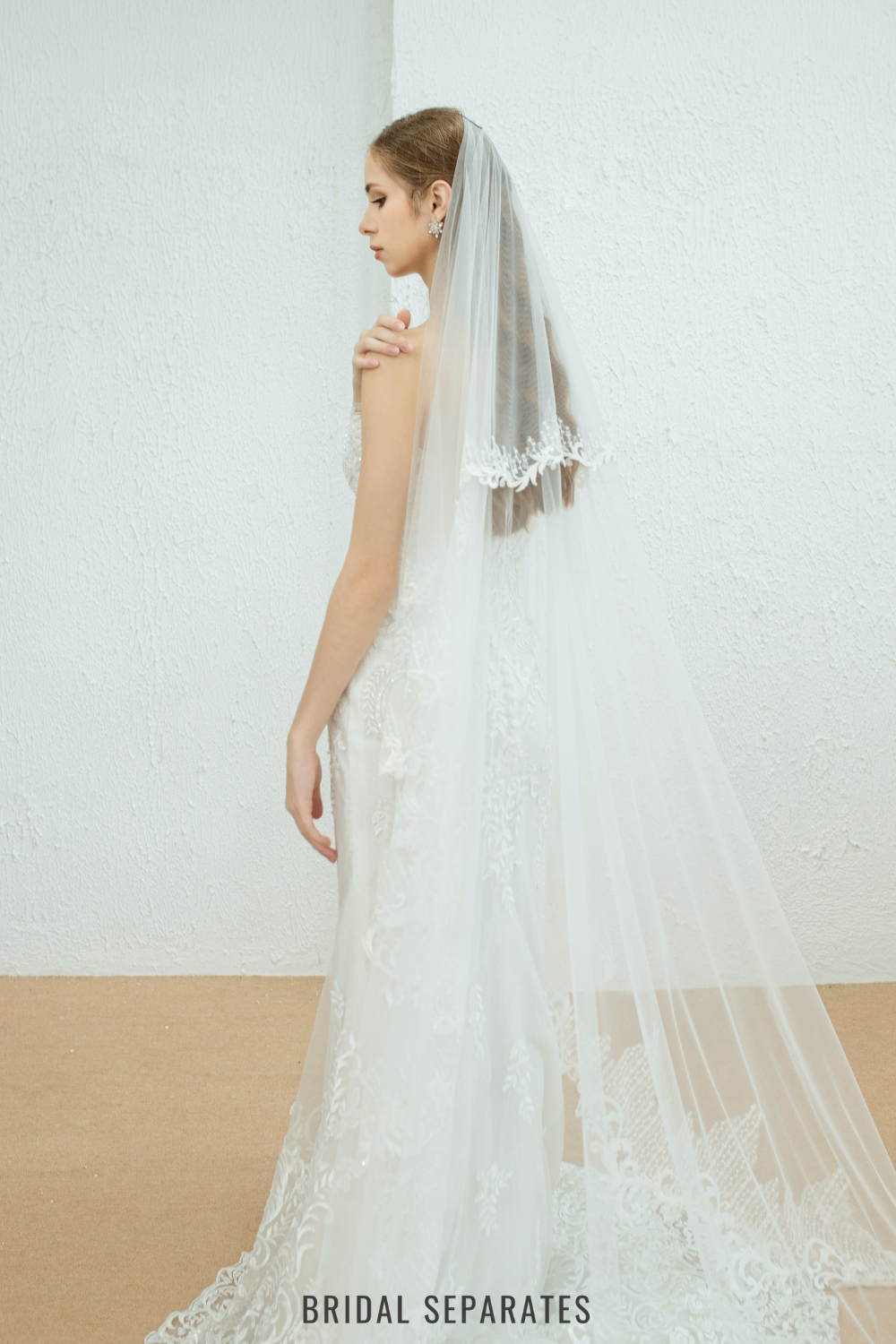 Two Layers Sequin Lace Bridal Veil / "Julie"