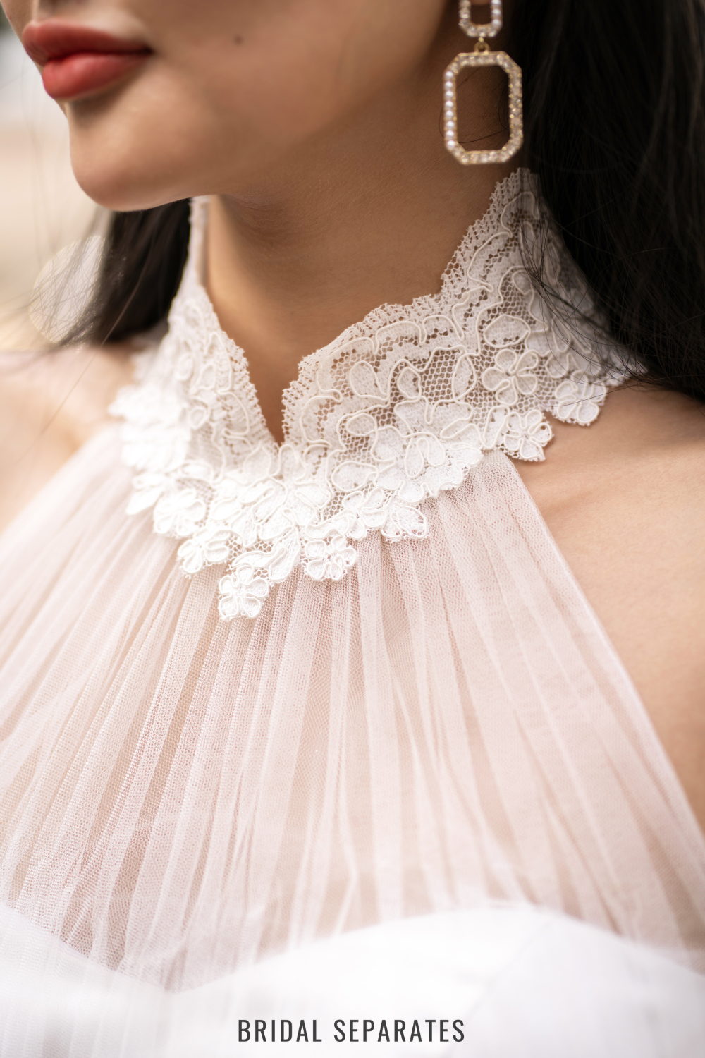 High Neck Lace Short Bridal Cape / "Marina"