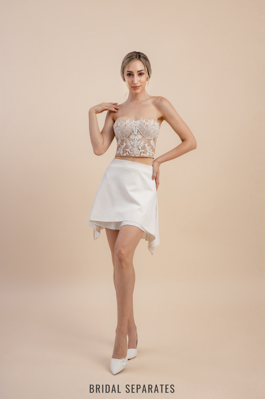 Strapless Bridal Crop Top / "Edna"