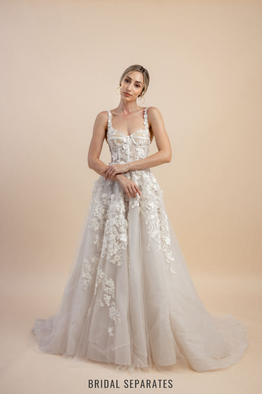 Ball Gown Wedding Dress with Floral Lace / "Zelda"