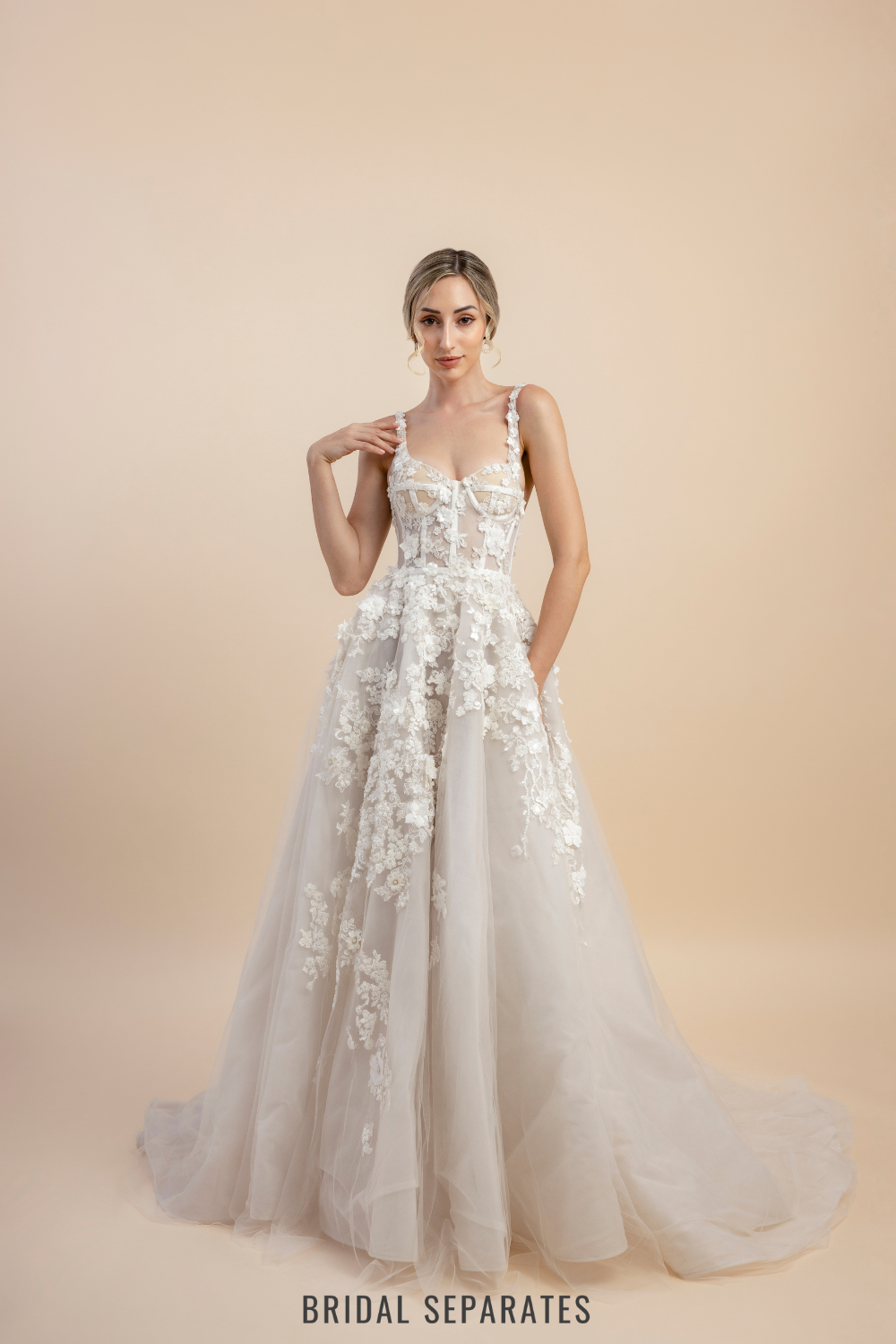 Ball Gown Wedding Dress with Floral Lace / "Zelda"