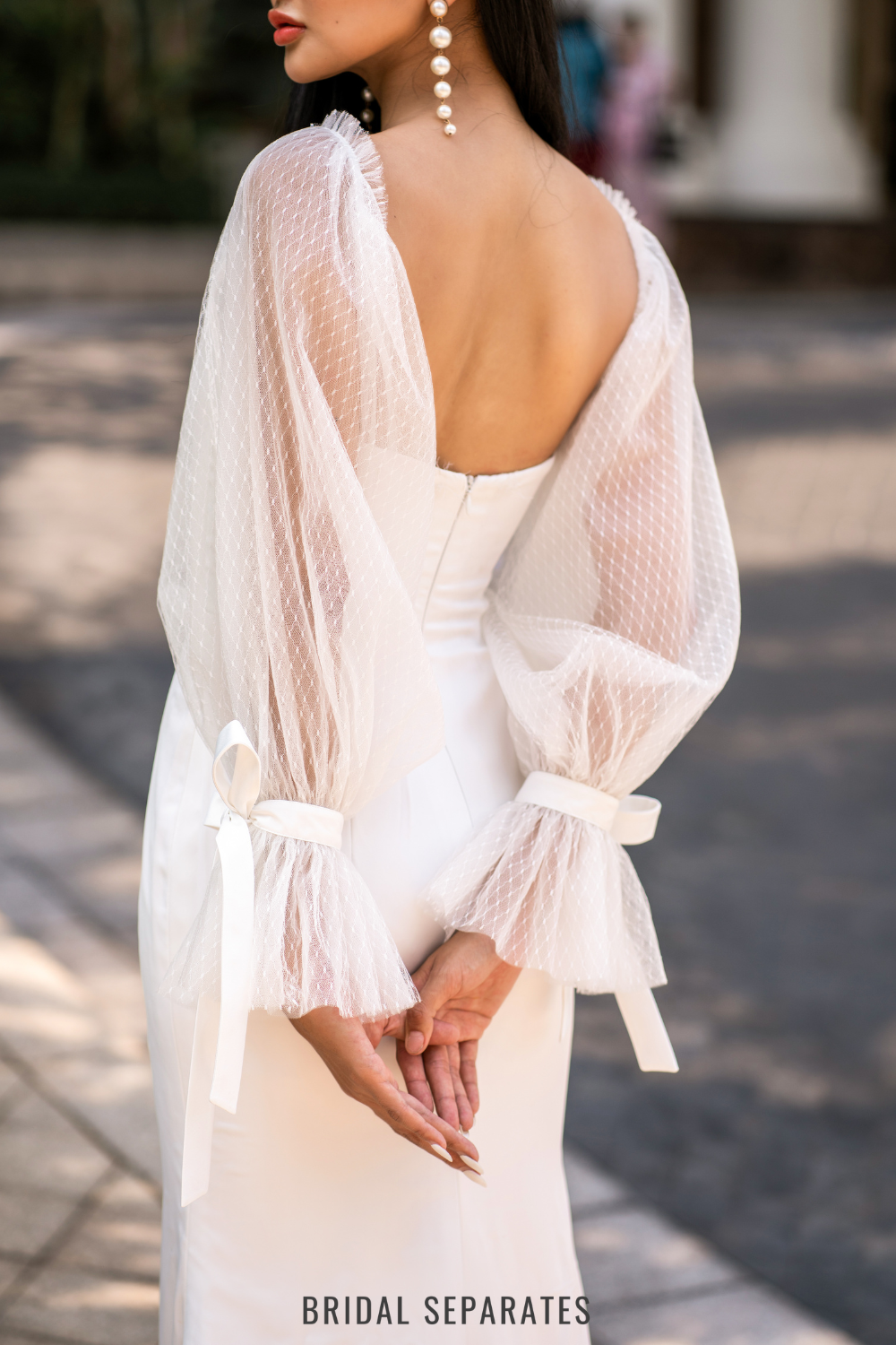 Detachable Bridal Long Sleeves with Bow / "Daria"