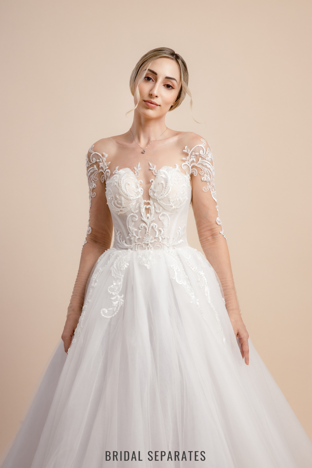 Tulle Wedding Ball Gown with Long Sleeves / "Letitia"