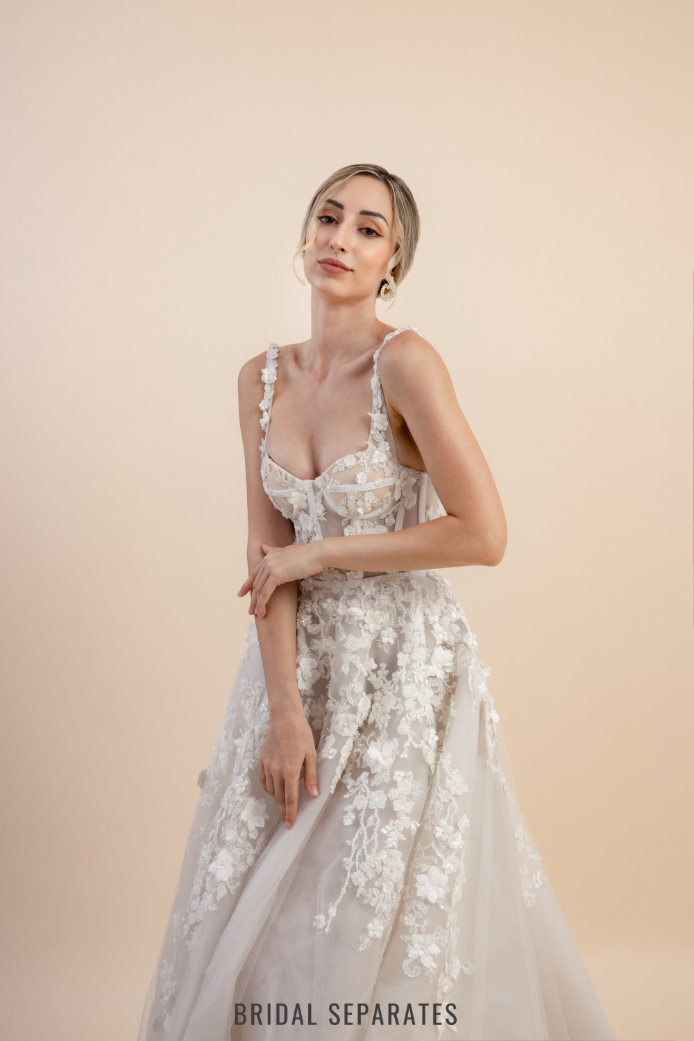 Ball Gown Wedding Dress with Floral Lace / "Zelda"