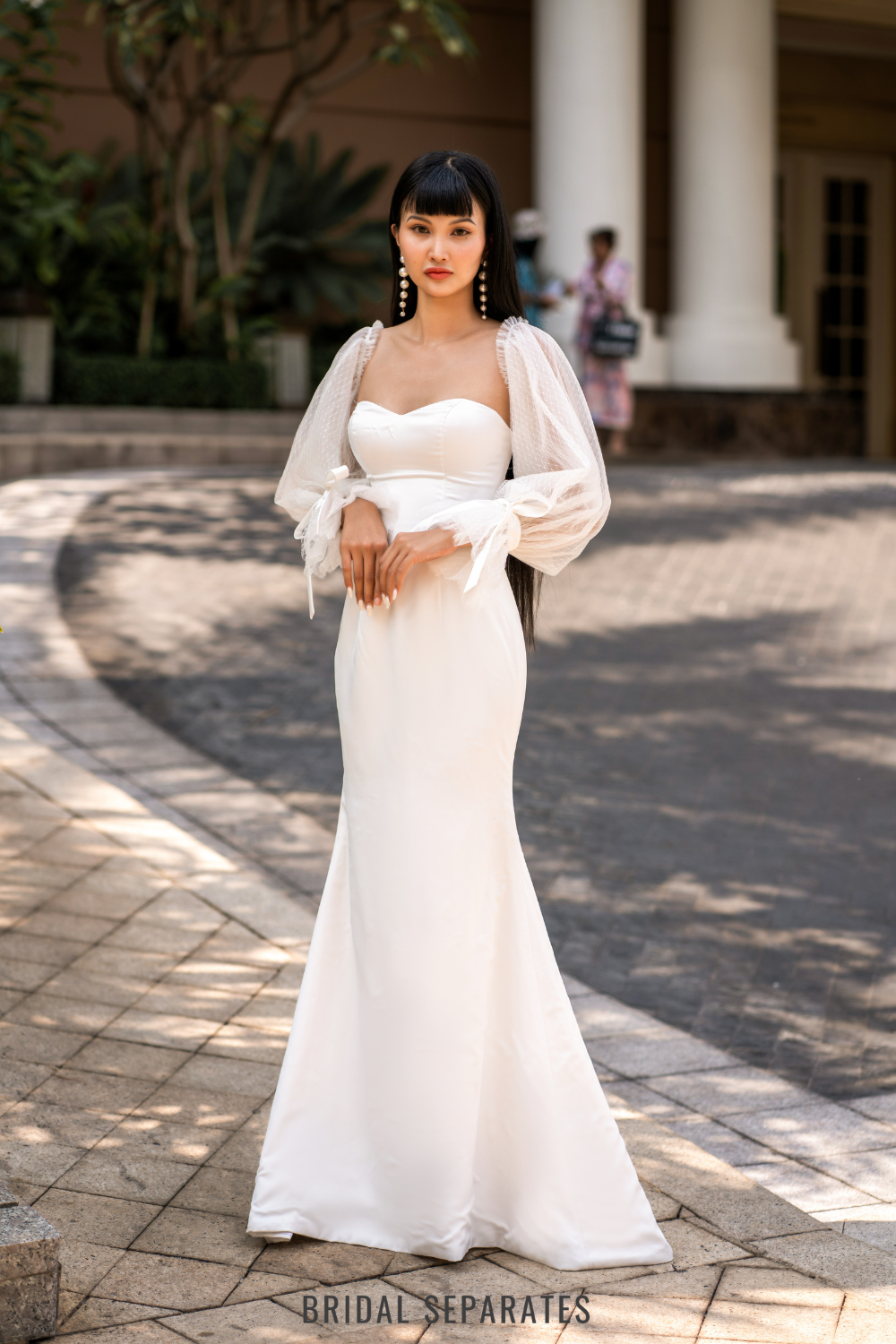 Detachable Bridal Long Sleeves with Bow / "Daria"