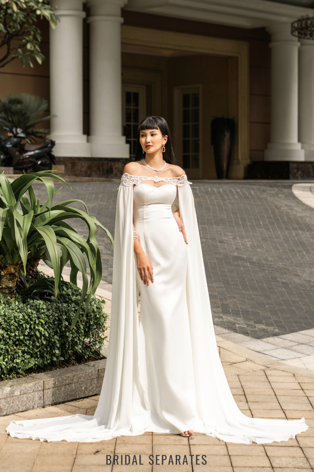 Off Shoulder Chiffon Wedding Cape / "Kaylin"