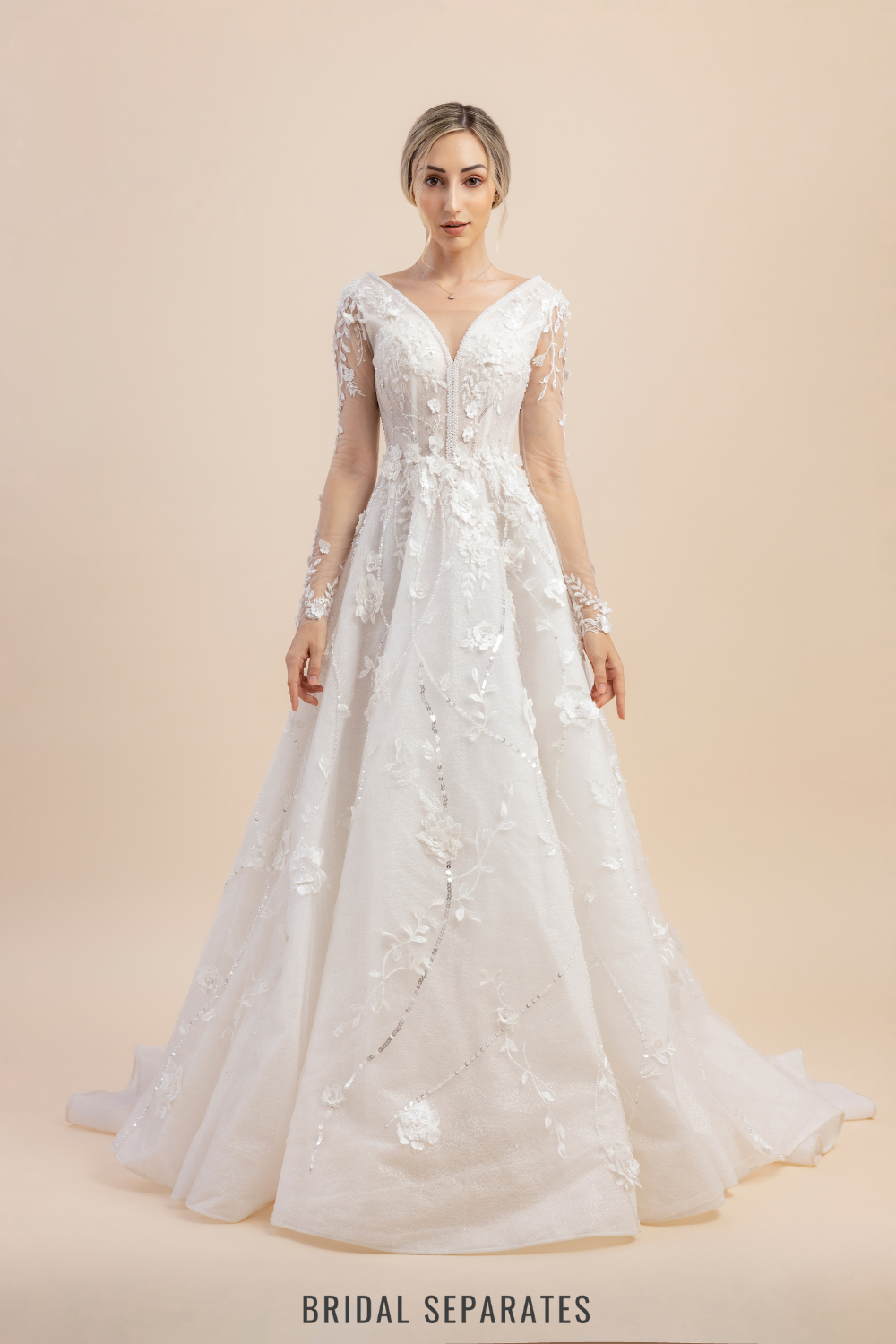 Long Sleeves Bridal Ball Gown / "Bella"