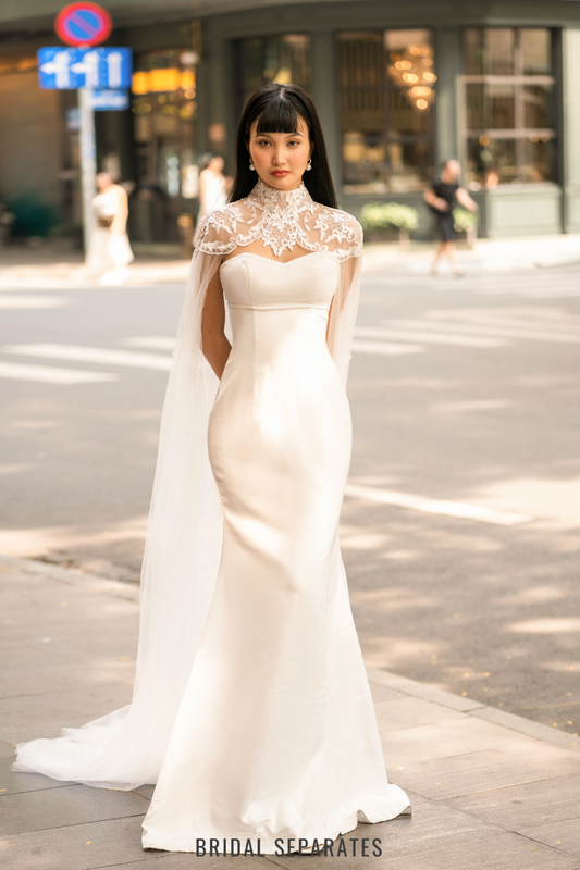 Lace Bridal Cape Veil / "Marena"