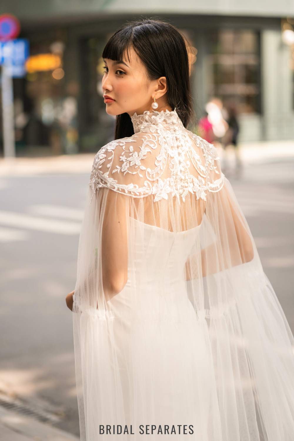 Lace Bridal Cape Veil / "Marena"