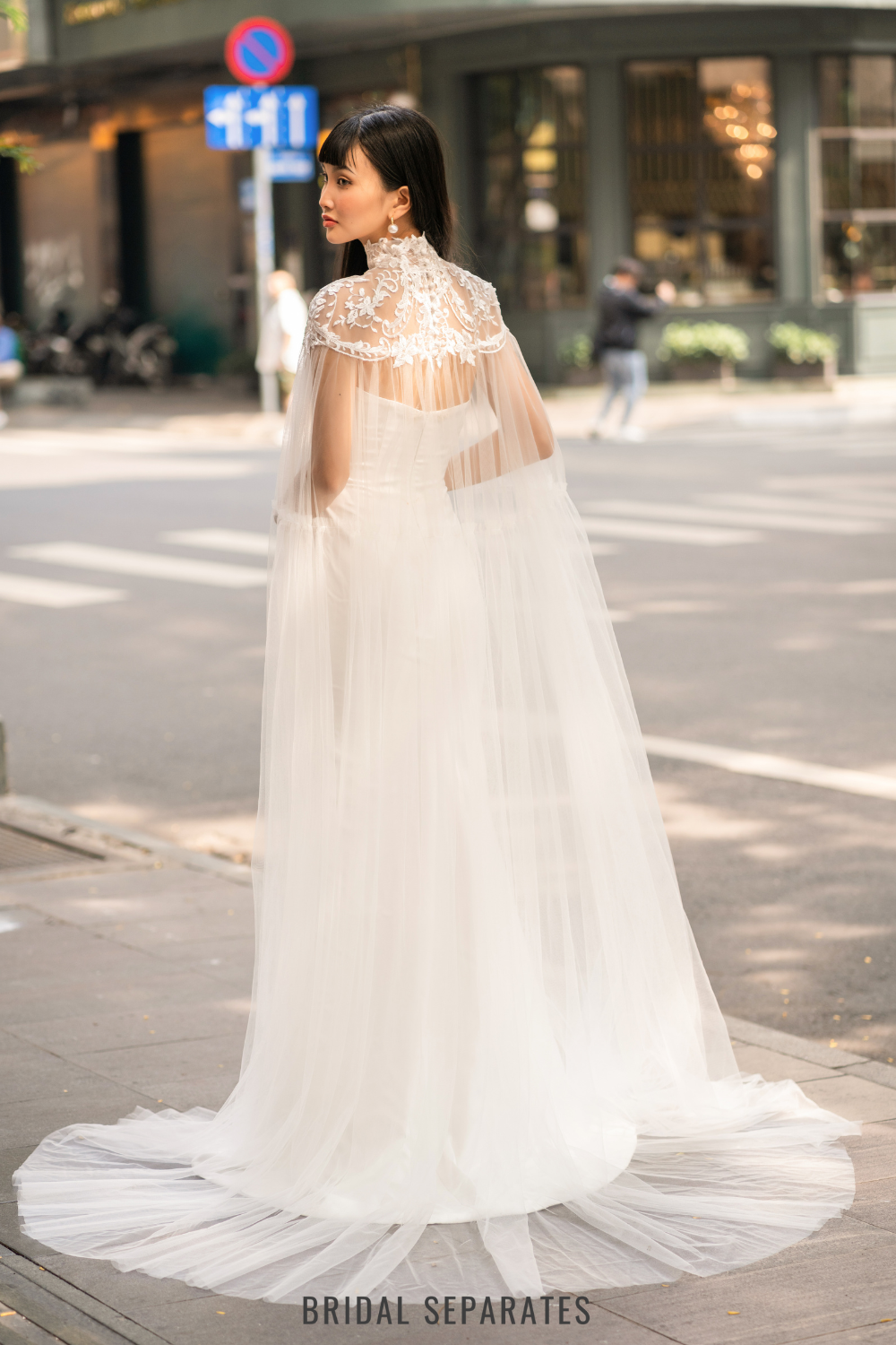 Lace Bridal Cape Veil / "Marena"