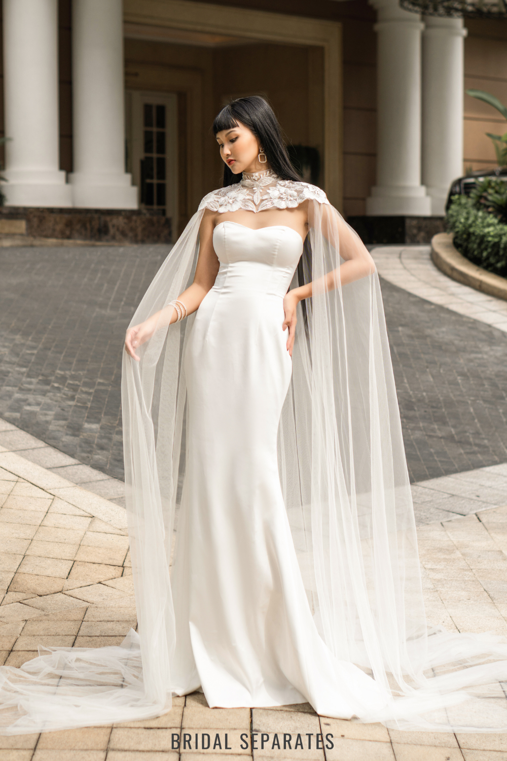 High Neck Lace Bridal Cape / "Eirian"