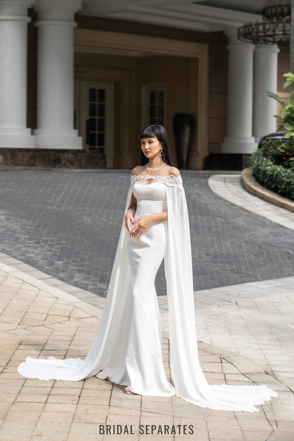 Off Shoulder Chiffon Wedding Cape / "Kaylin"