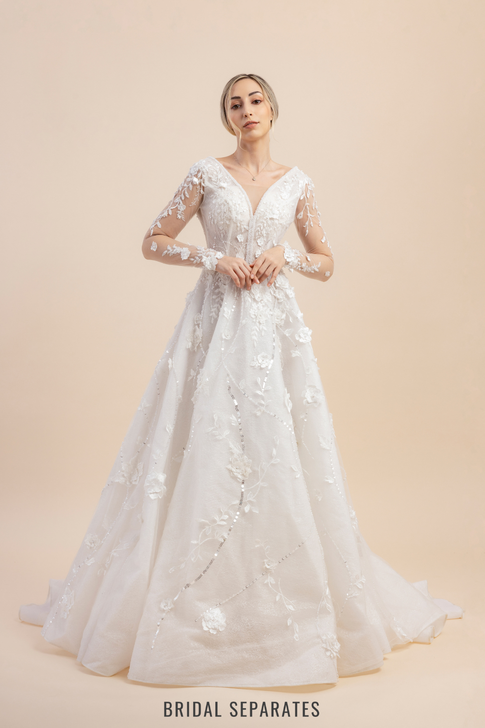 Long Sleeves Bridal Ball Gown / "Bella"