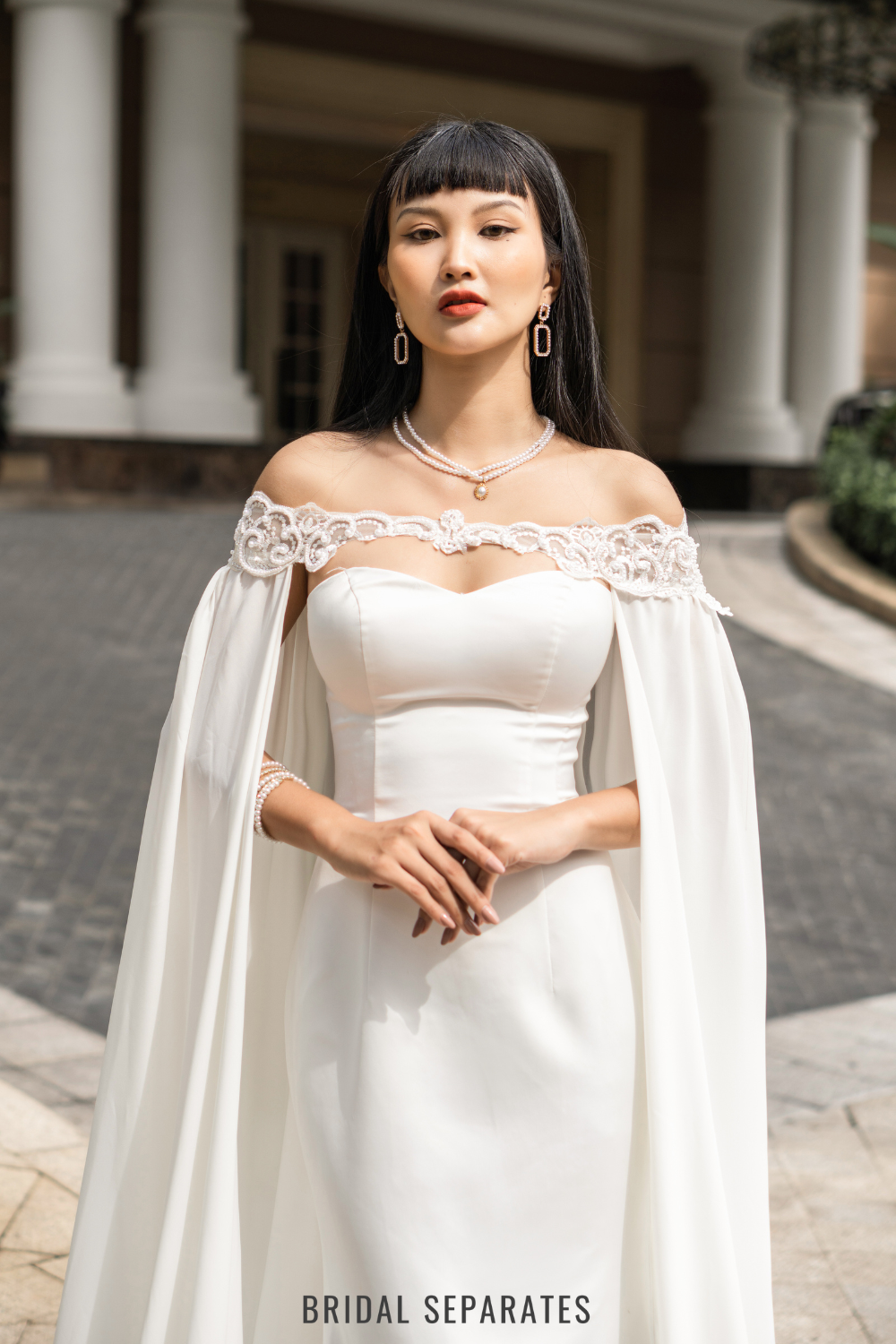 Off Shoulder Chiffon Wedding Cape / "Kaylin"