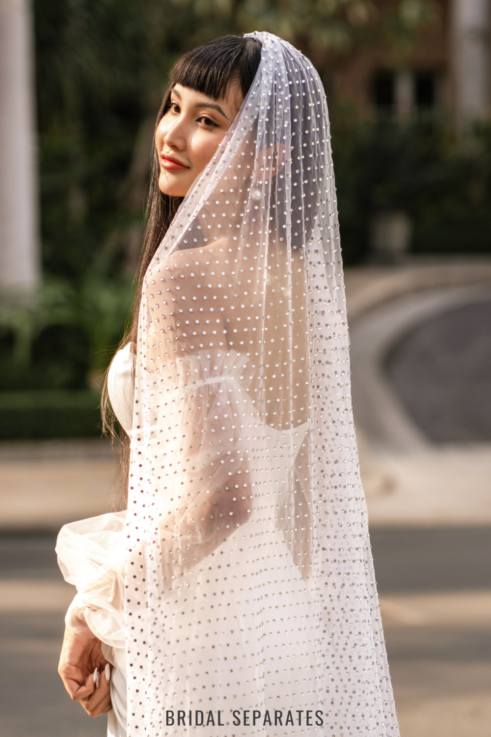 Chapel Veil with Crystals / "Allecra"