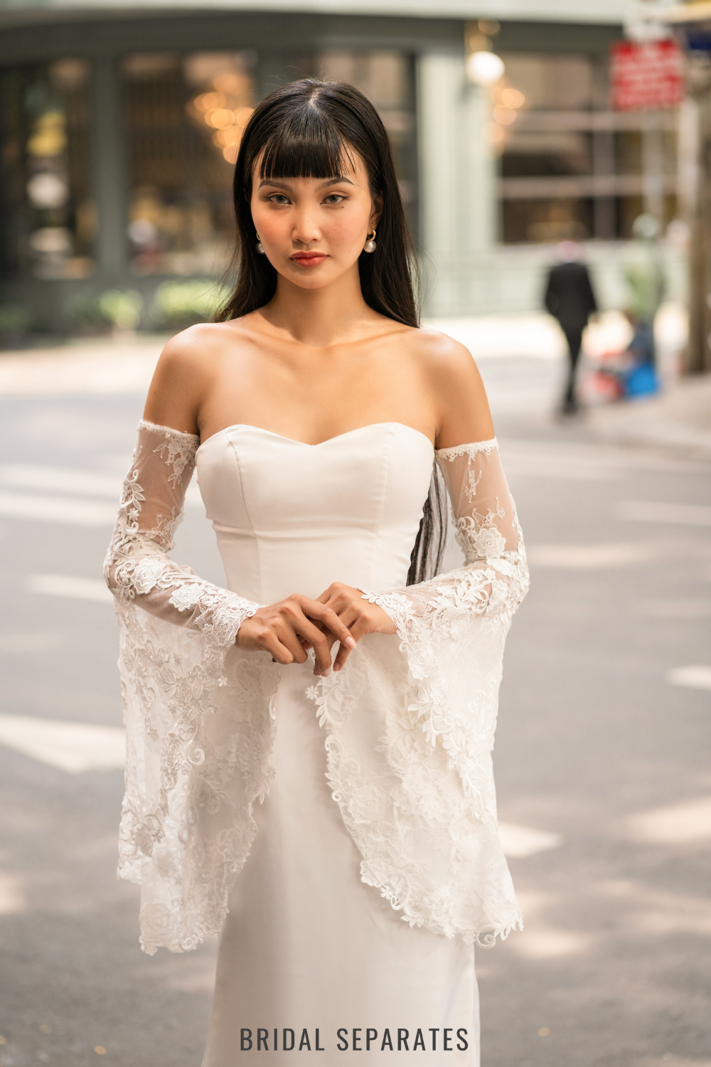 Attachable Bicep Wedding Dress Long Sleeves / "Amity"