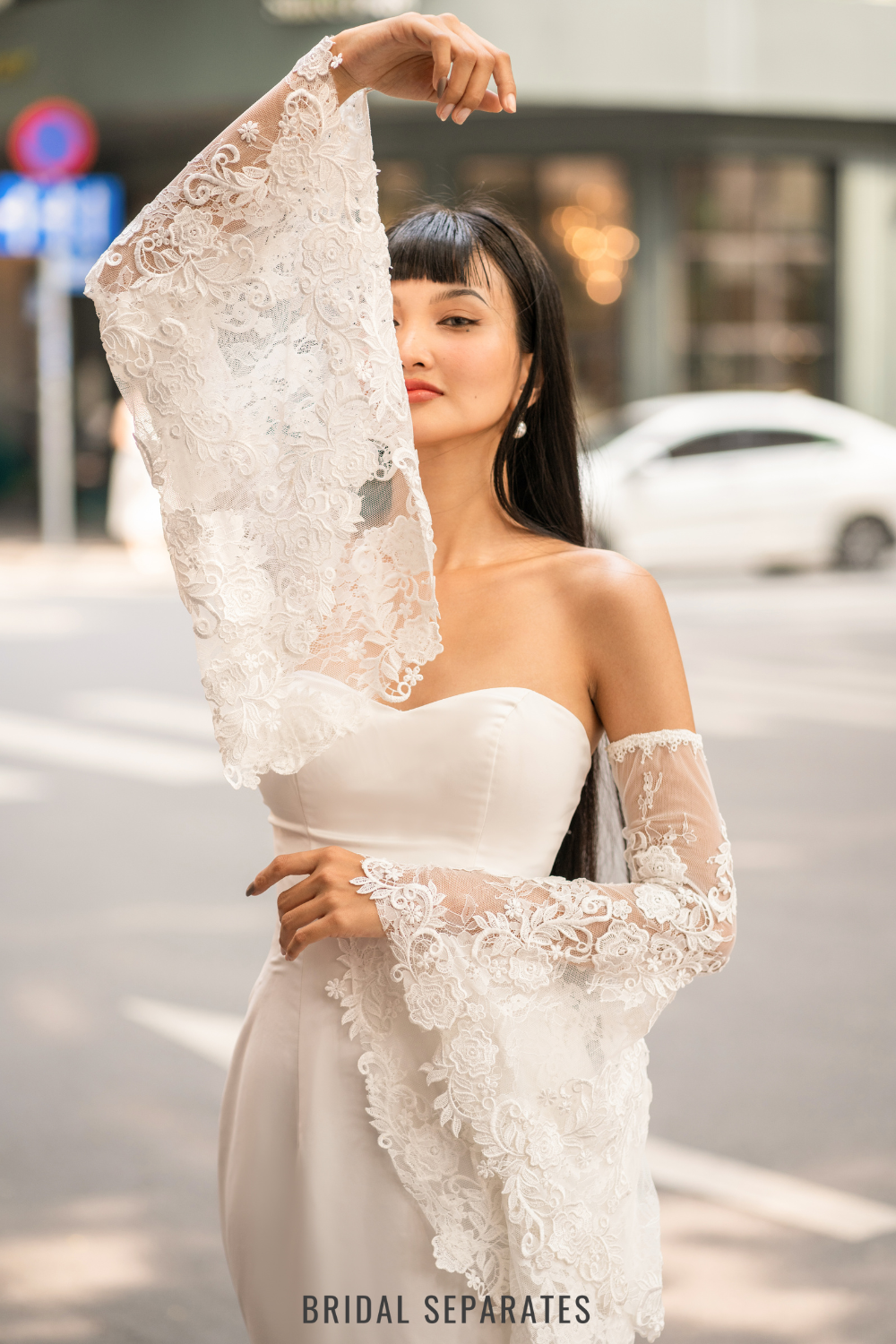 Attachable Bicep Wedding Dress Long Sleeves / "Amity"