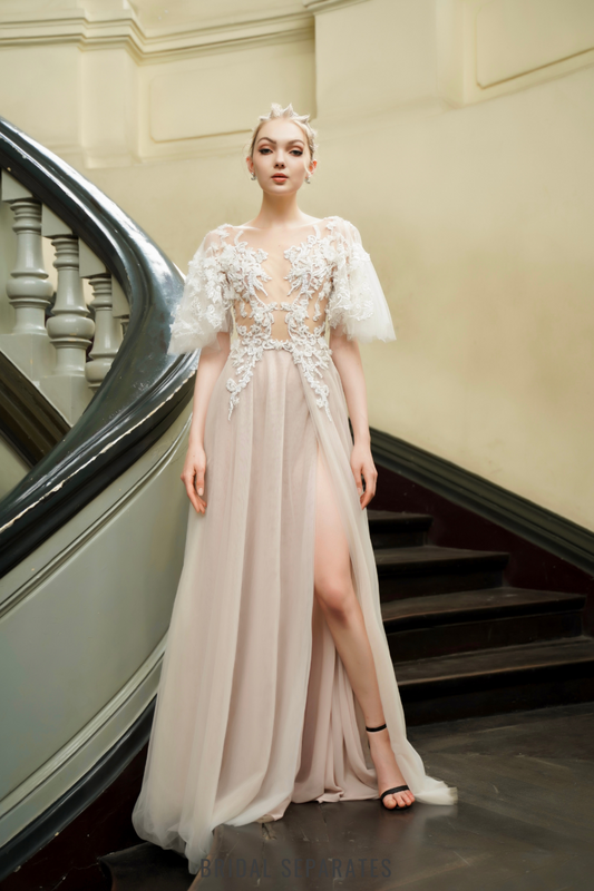 Luxury Wedding Gown with Slit - Dress 43 / "Eloisa"