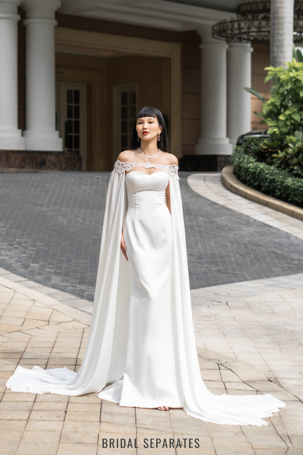 Off Shoulder Chiffon Wedding Cape / "Kaylin"