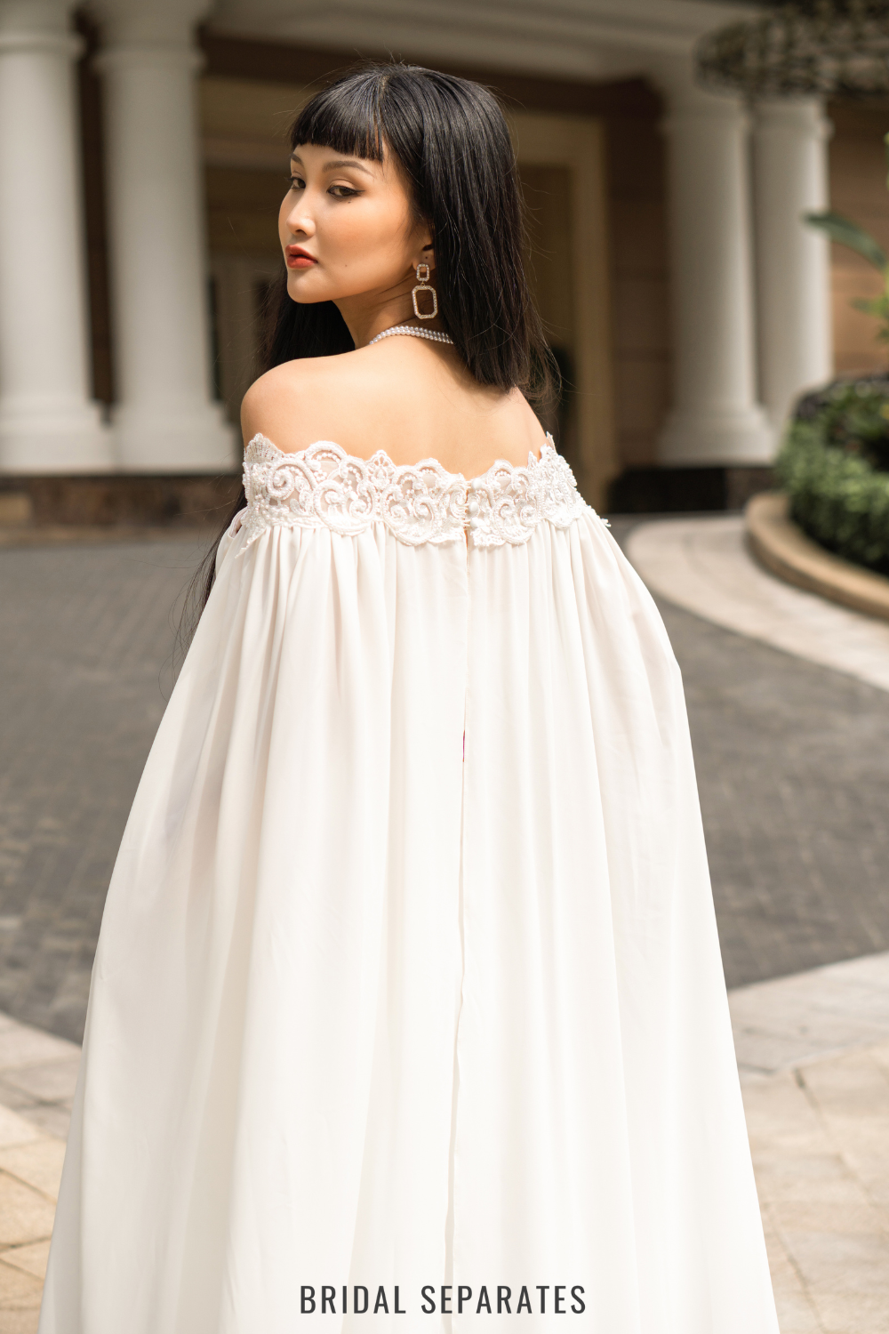 Off Shoulder Chiffon Wedding Cape / "Kaylin"