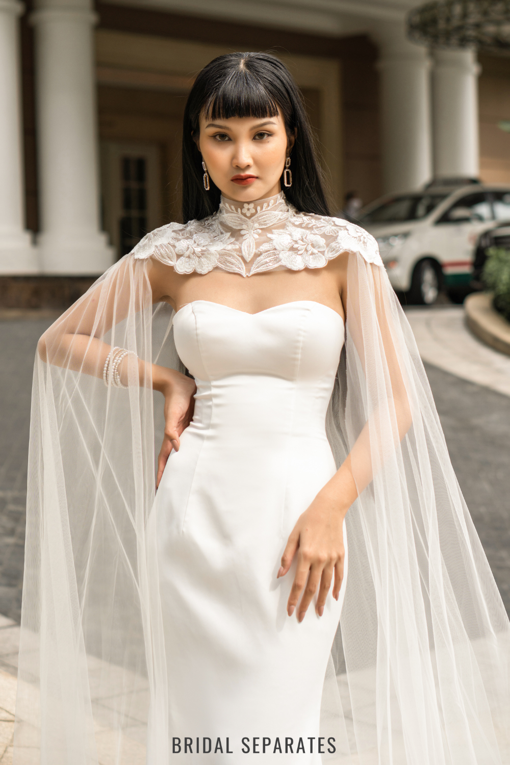 High Neck Lace Bridal Cape / "Eirian"