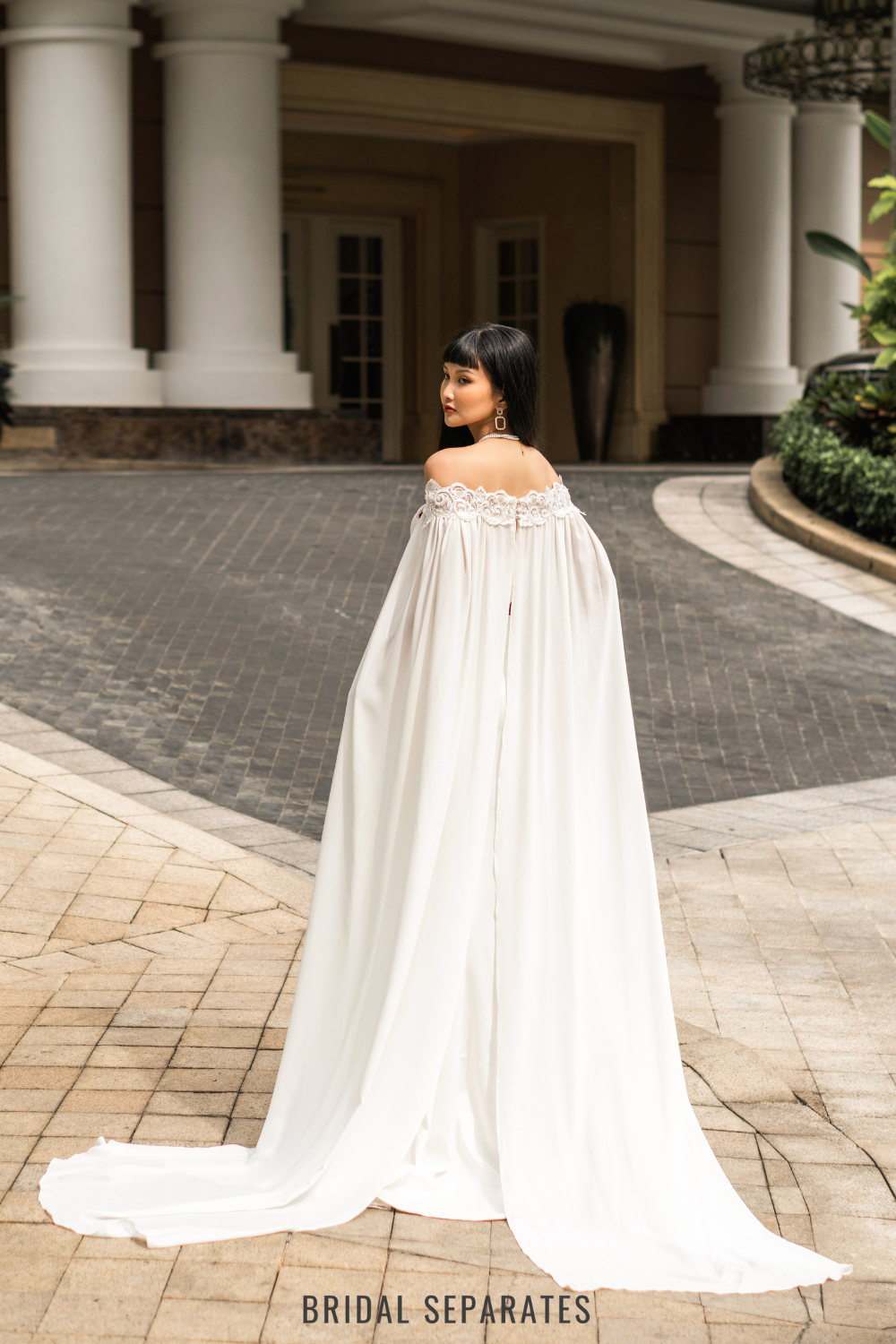 Off Shoulder Chiffon Wedding Cape / "Kaylin"